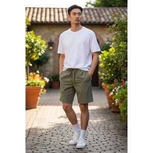 Olive Green  Drawstring Shorts Size M Polyester Moisture wicking Outdoor Sports